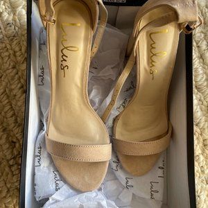 Lulus Taylor Natural Suede Ankle Strap Heels - 6